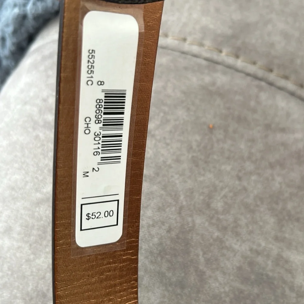 NWT Michael Kors brown MK logo gold buckle belt M statement belt
